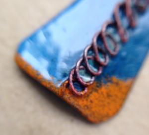 torch fired enamel jewelry with melted wire